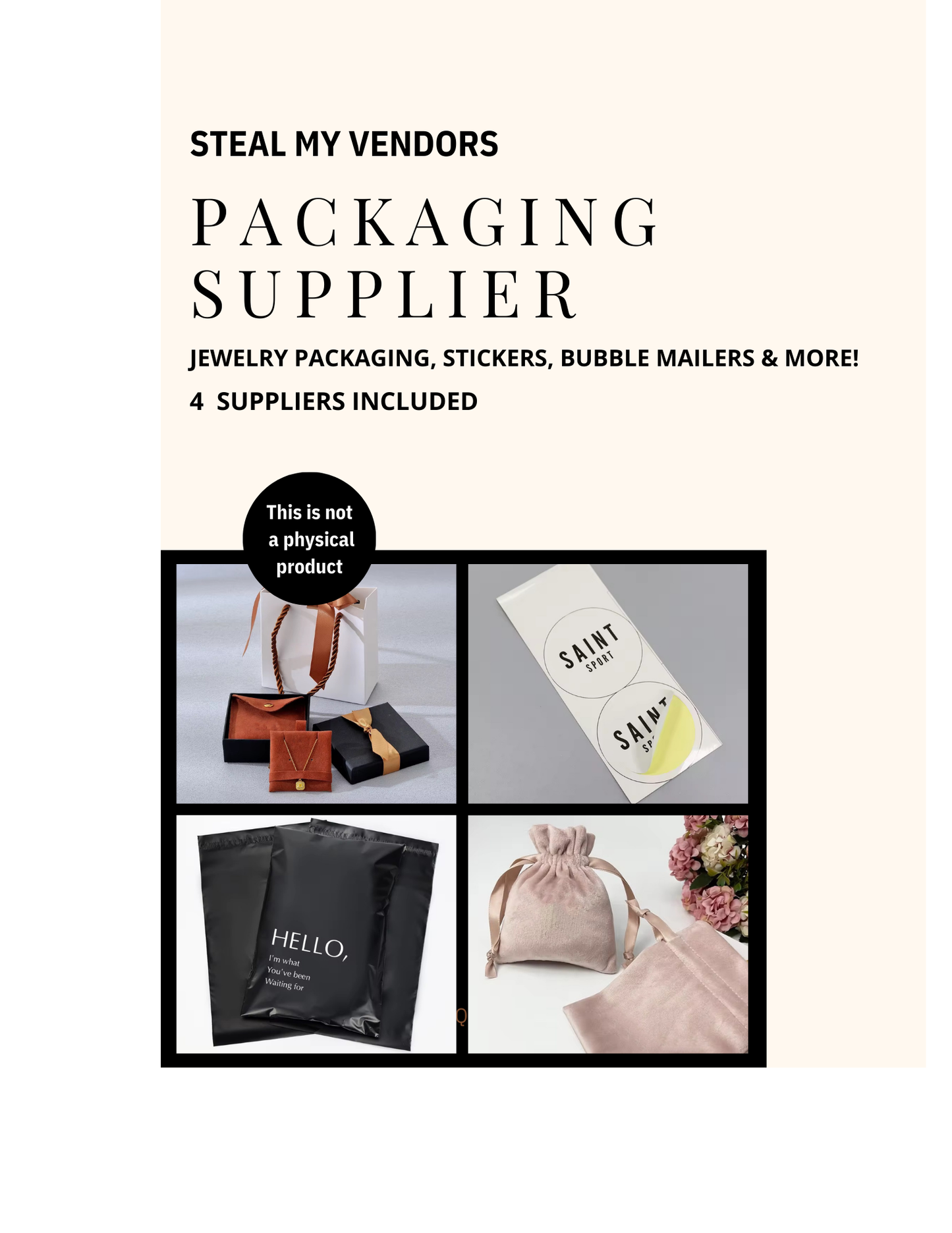 PACKAGING SUPPLIER VENDOR LIST- 4 VENDORS